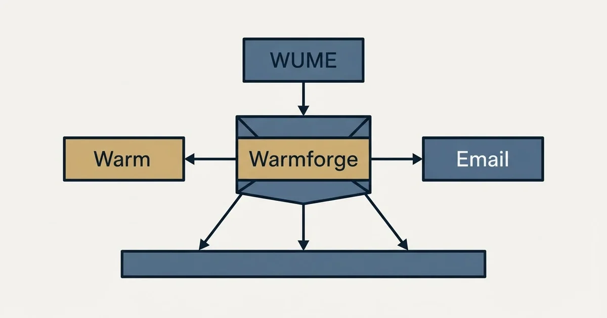 Schematic: Warmforge vs WUME (Warm Up My Email) (Warmforge, WUME, Warm, Email)