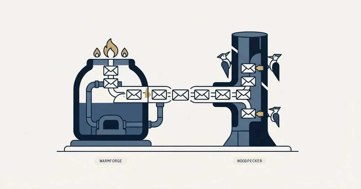 Editorial illustration for Warmforge vs Woodpecker