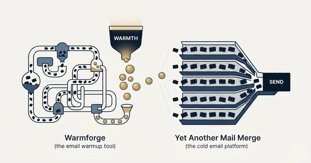 Editorial illustration for Warmforge vs Yet Another Mail Merge