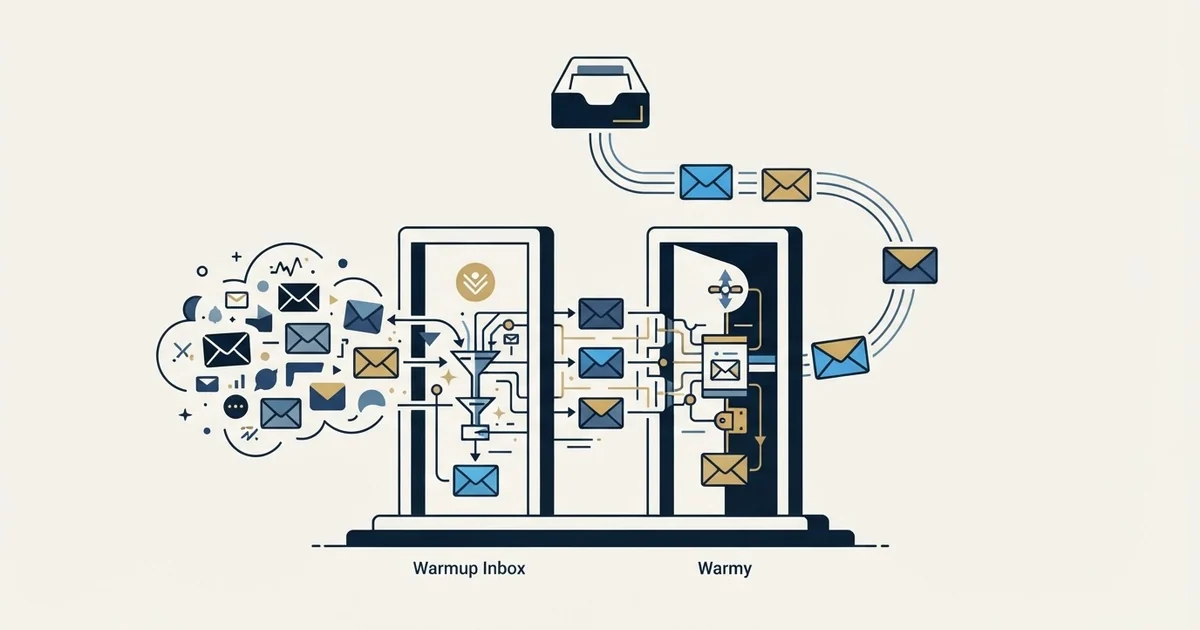 Editorial illustration for Warmup Inbox vs Warmy