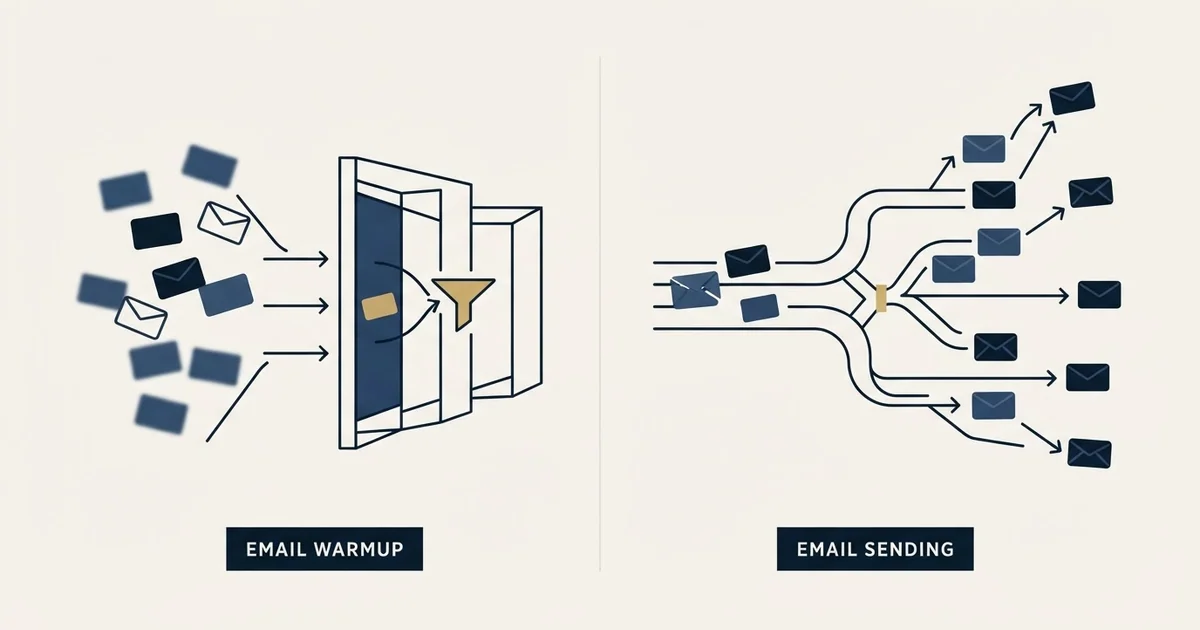 Editorial illustration for Warmup Inbox vs Yet Another Mail Merge