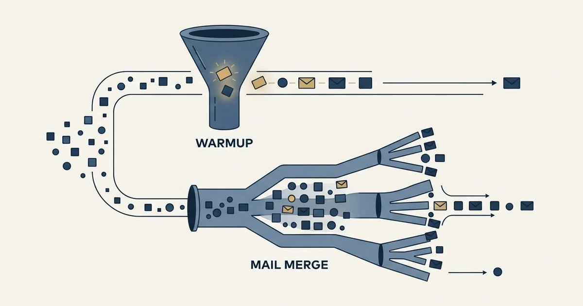 Editorial illustration for Warmy vs Yet Another Mail Merge