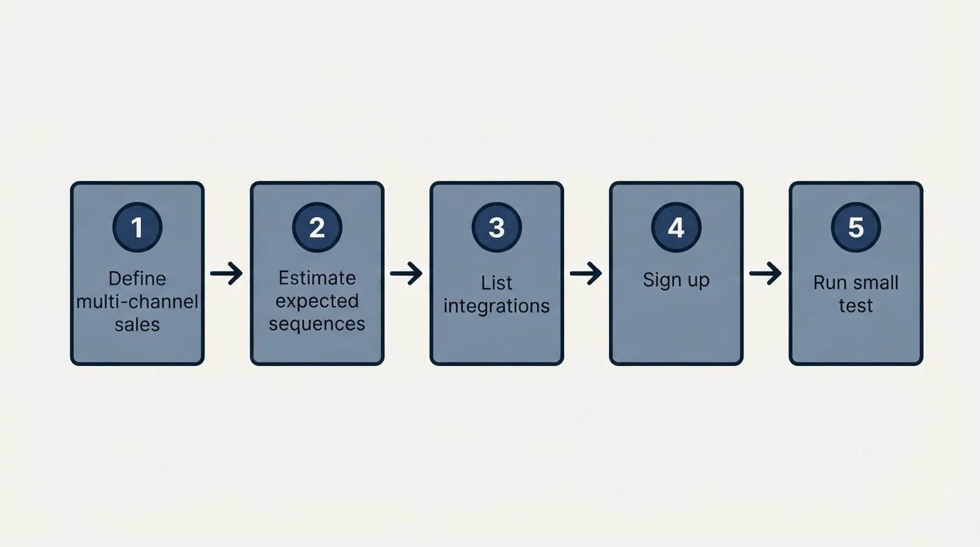 Step sequence: Getting Started Checklist (Define multi-channel sales, Estimate expected sequences, List integrations, Sign up)