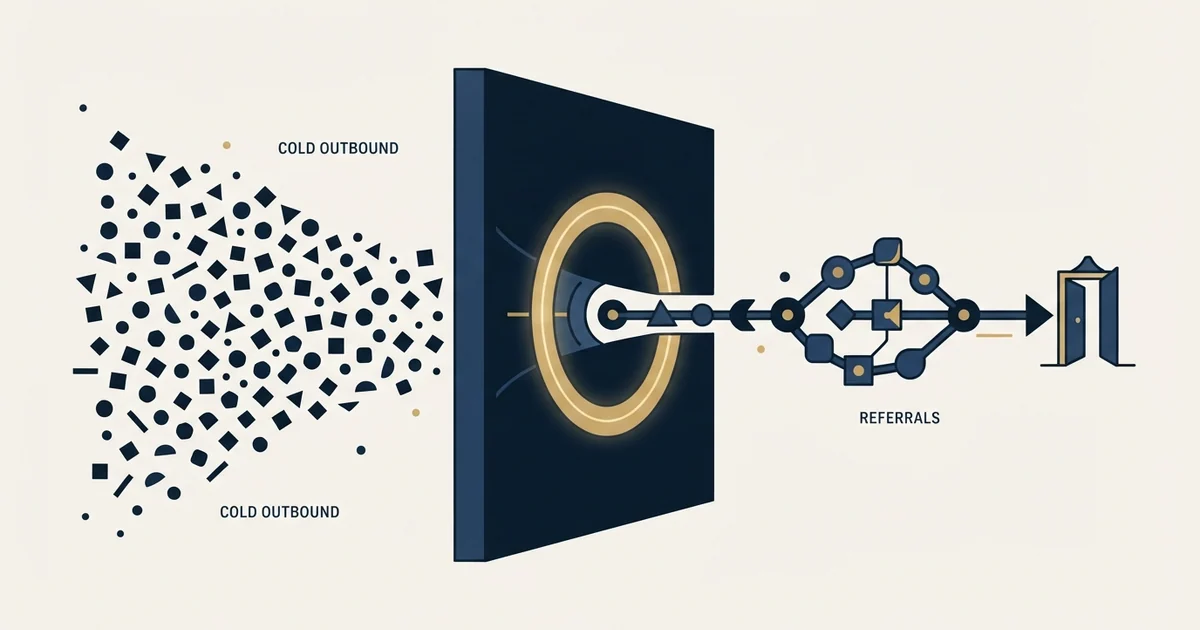 Editorial illustration for Referrals Against Cold Outbound