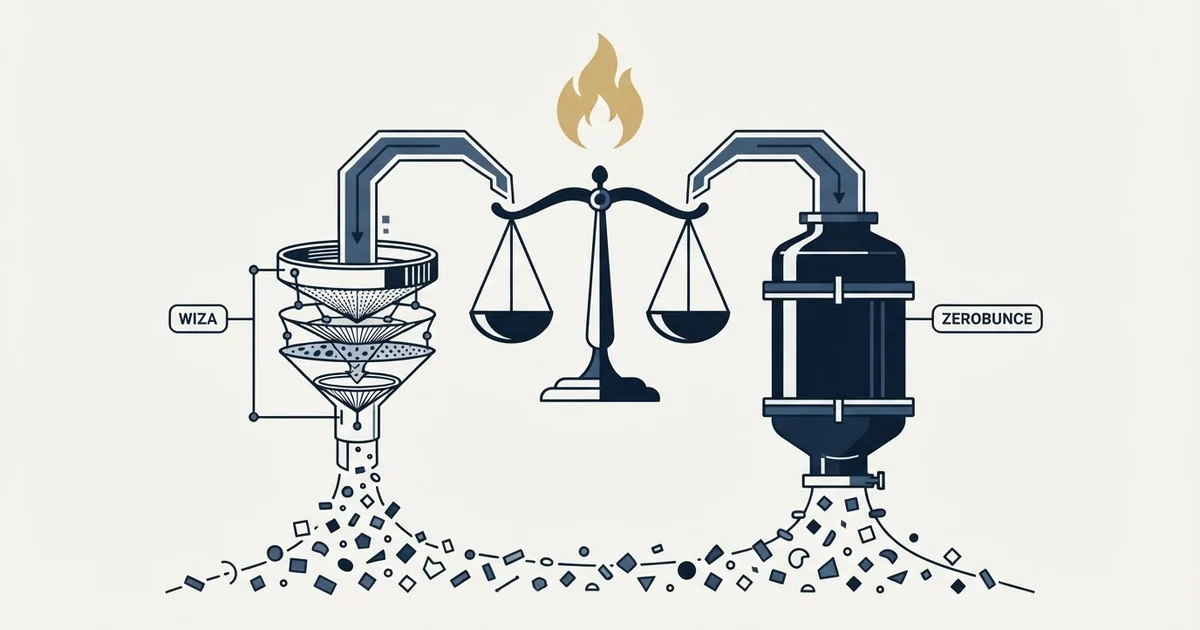 Editorial illustration for Wiza vs ZeroBounce