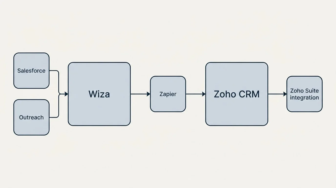 Integration flow: Integration Ecosystem (Wiza, Zoho CRM, Zapier, Salesforce)