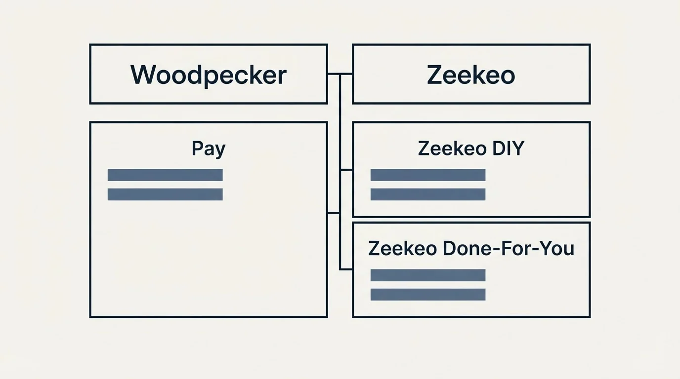 Pricing table: Pricing Comparison (Woodpecker, Zeekeo, Pay, Zeekeo DIY)