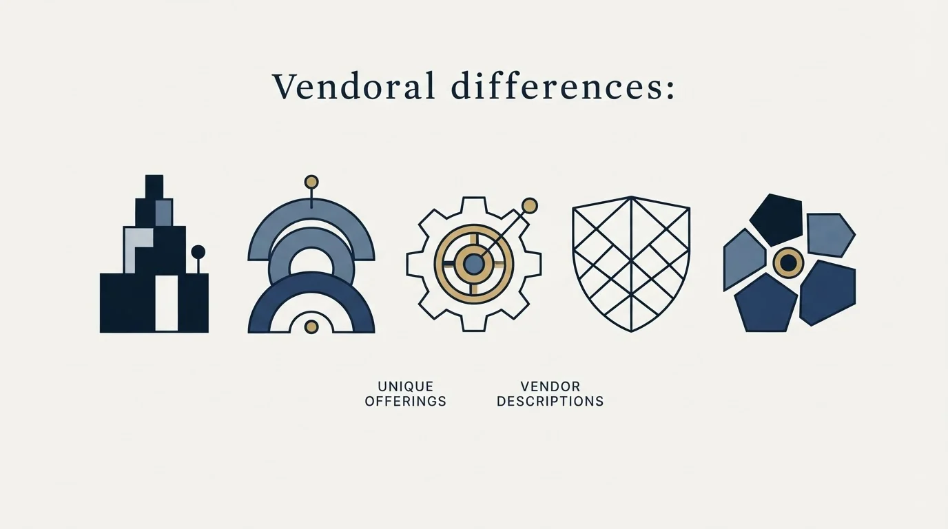 Section illustration: Where the vendors genuinely differ, on their own descriptions