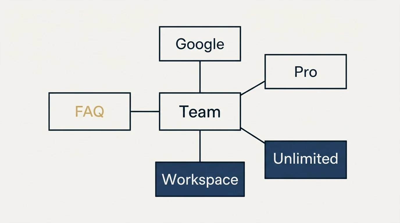 Schematic: The Team tab (Team, Google, Workspace, Pro)