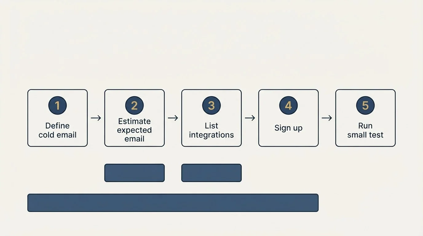 Step sequence: Getting Started Checklist (Define cold email, Estimate expected email, List integrations, Sign up)