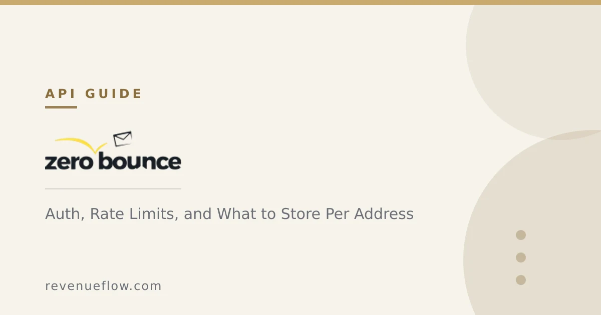 Branded cover: The ZeroBounce API: Auth, Rate Limits, and What to Store Per Address