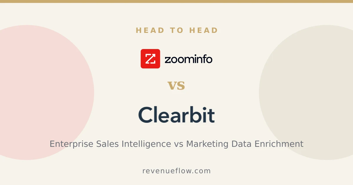 Branded cover: ZoomInfo vs Clearbit: Enterprise Sales Intelligence vs Marketing Data Enrichment