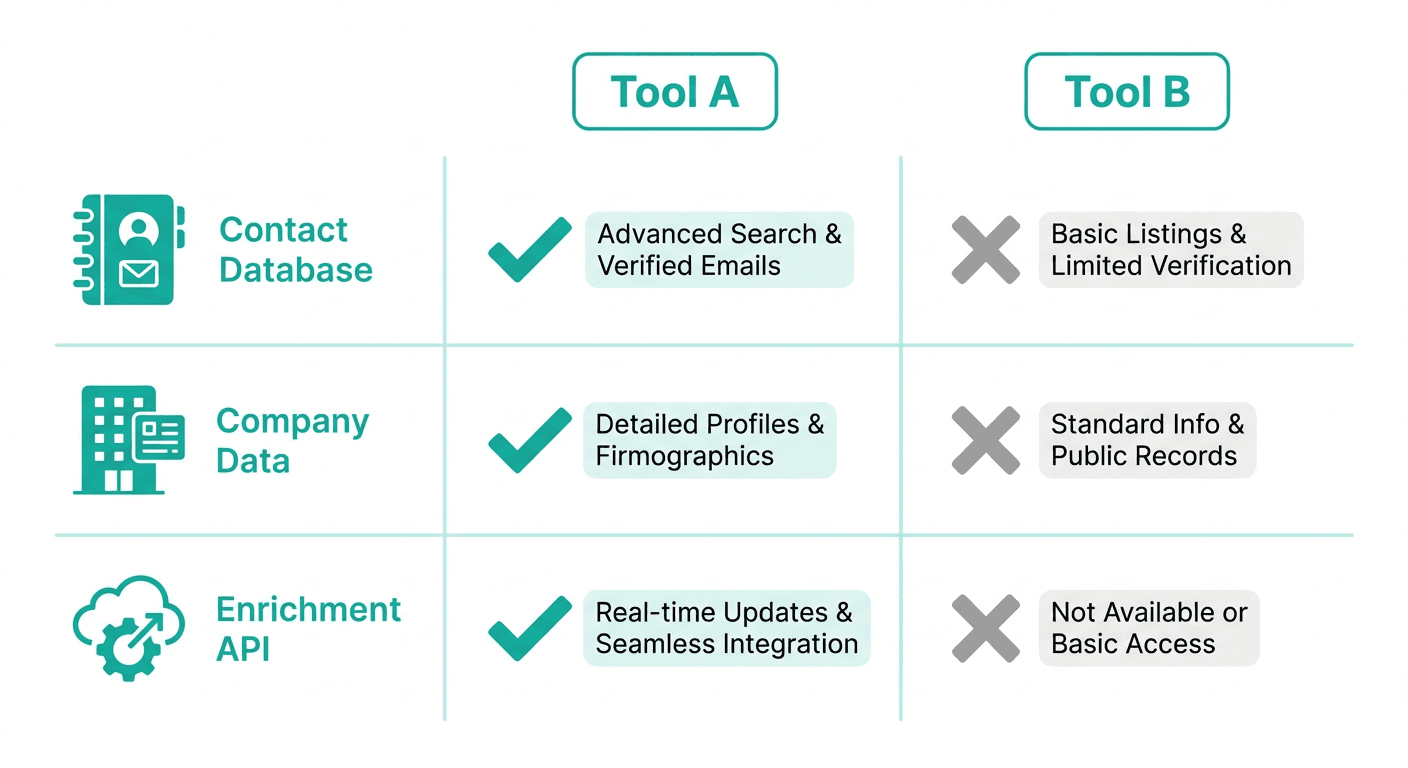 Apollo vs Clearbit B2B data platform comparison - features