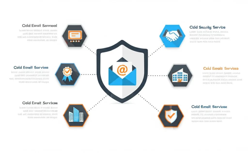 Cold email guide for security services with shield, trust, and certification elements