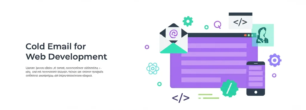 Cold email guide for web development with browser, code, and responsive device icons