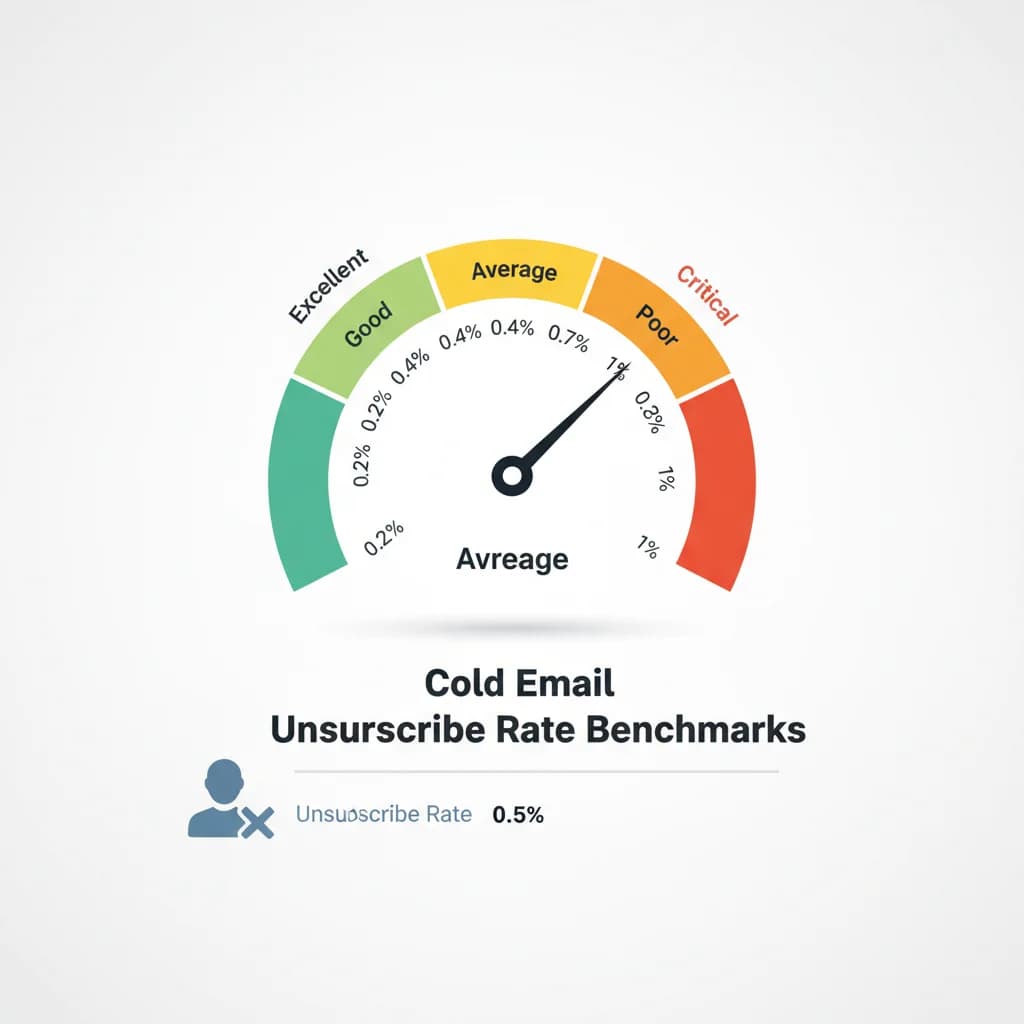 Cold email unsubscribe rate performance benchmarks with gauge chart