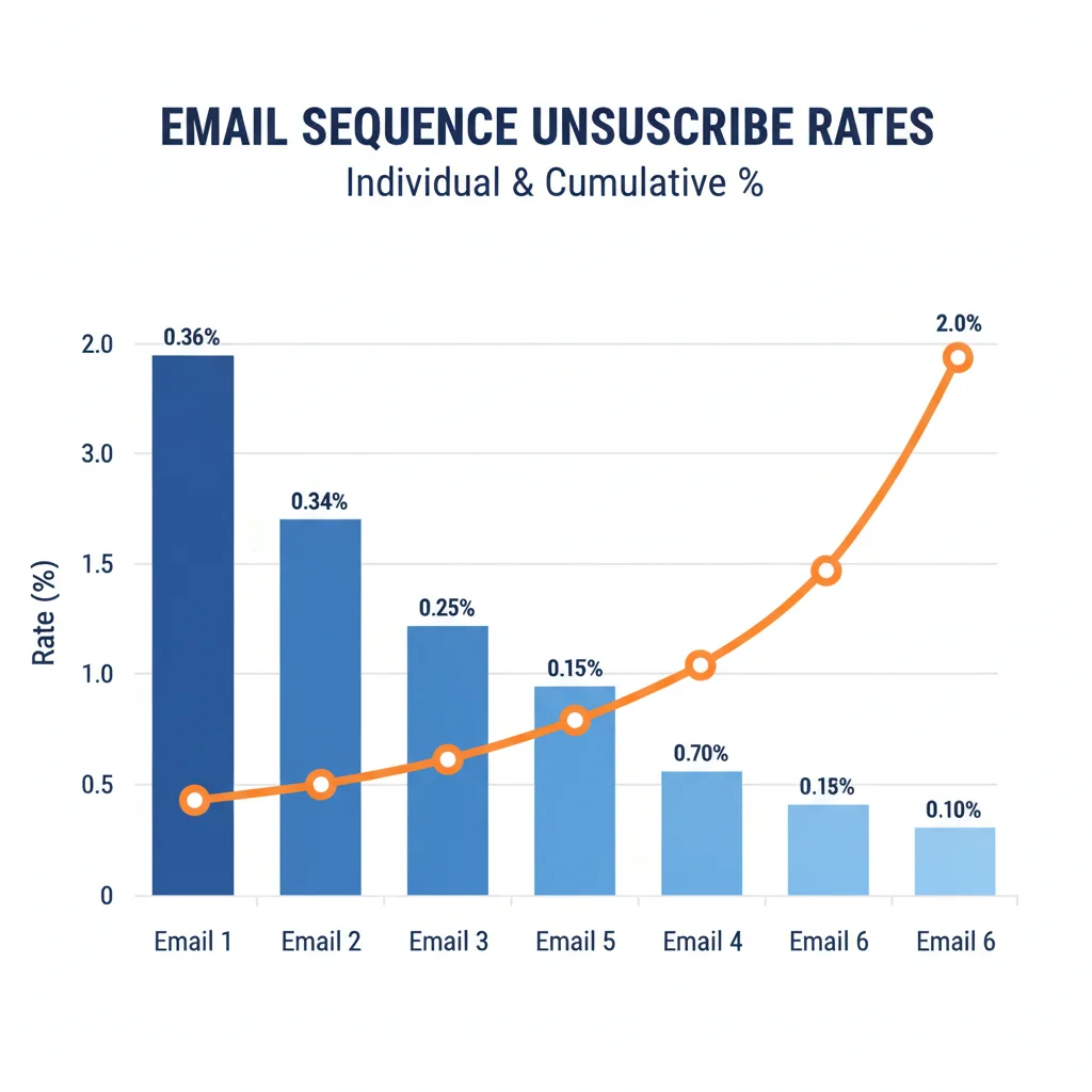 Unsubscribe rates by email sequence position