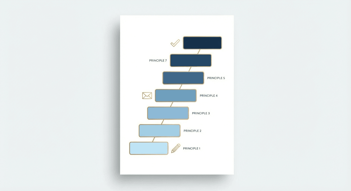 Minimalist illustration representing the 7 principles of effective cold email writing