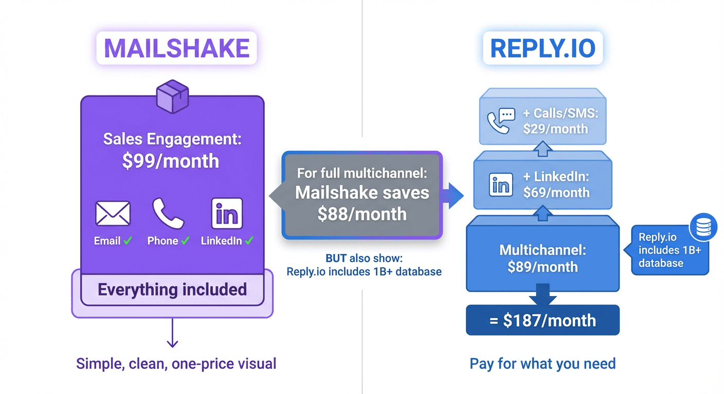 Mailshake vs Reply.io sales engagement comparison - pricing