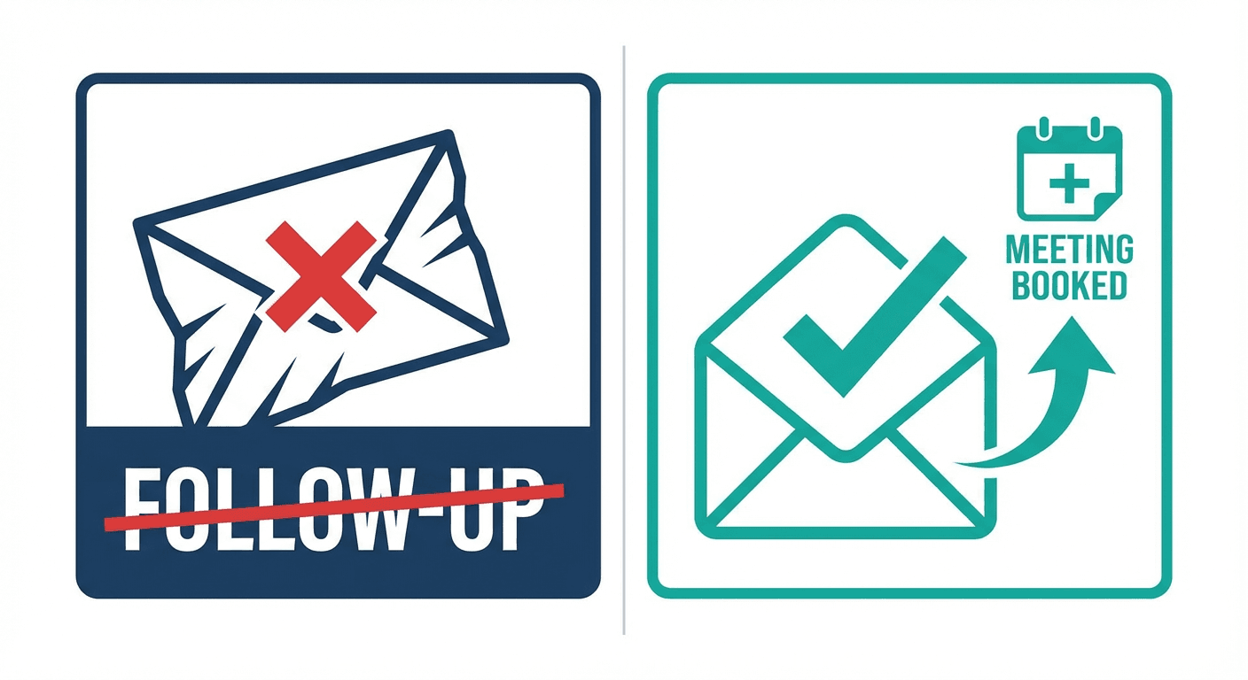 Data showing 90% of interested replies come from the first email vs 10% from follow-ups