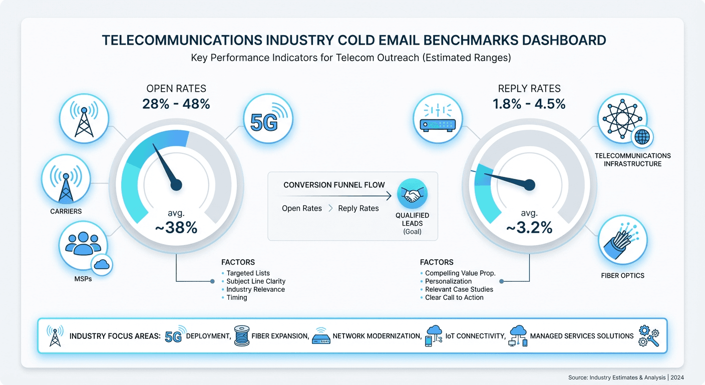 Telecom cold email performance benchmarks