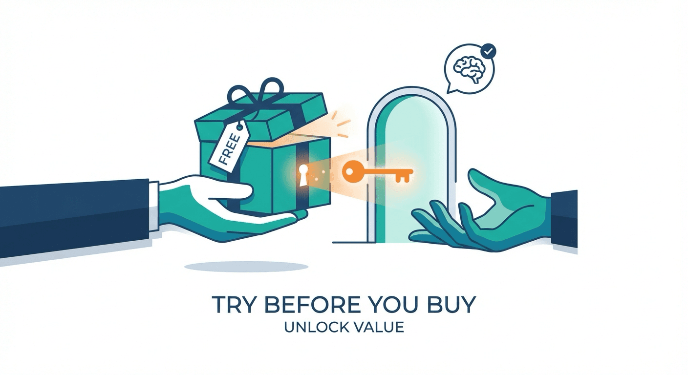 Illustration of free sample concept representing try-before-you-buy lead magnets