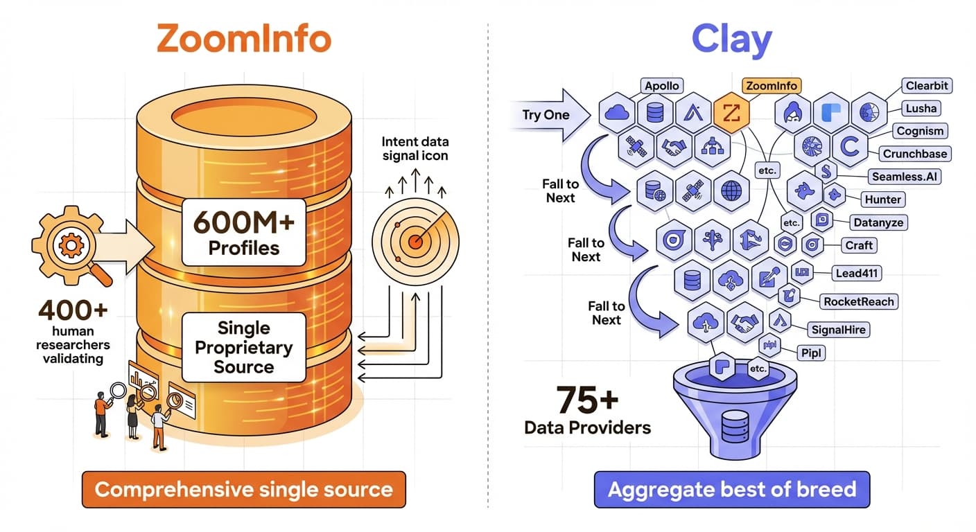 ZoomInfo vs Clay data enrichment comparison - features