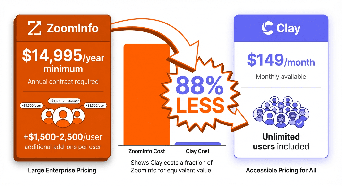 ZoomInfo vs Clay data enrichment comparison - pricing