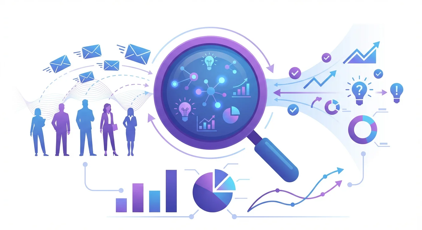 Cold email strategy for market research showing insights collection and data analysis