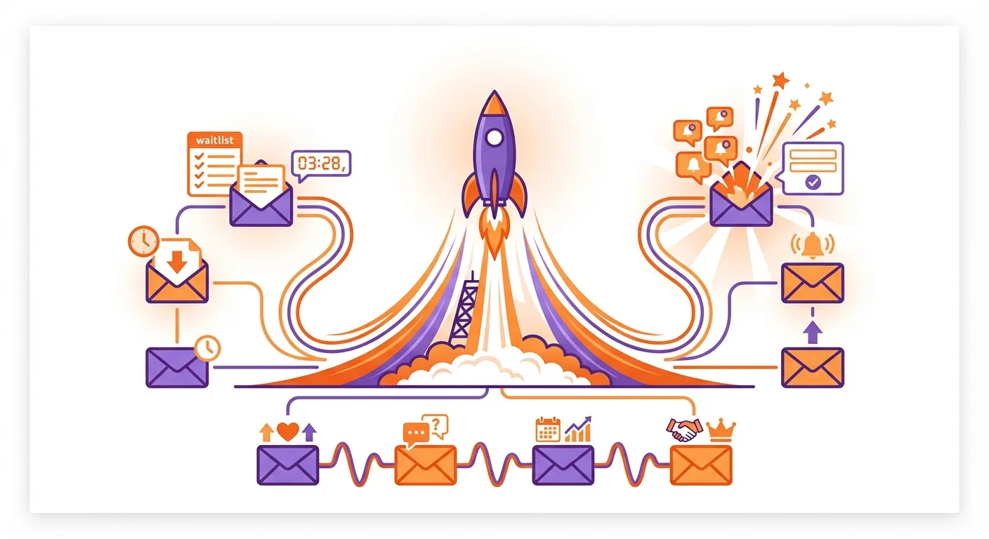 Cold email strategy for product launches showing launch momentum and email outreach