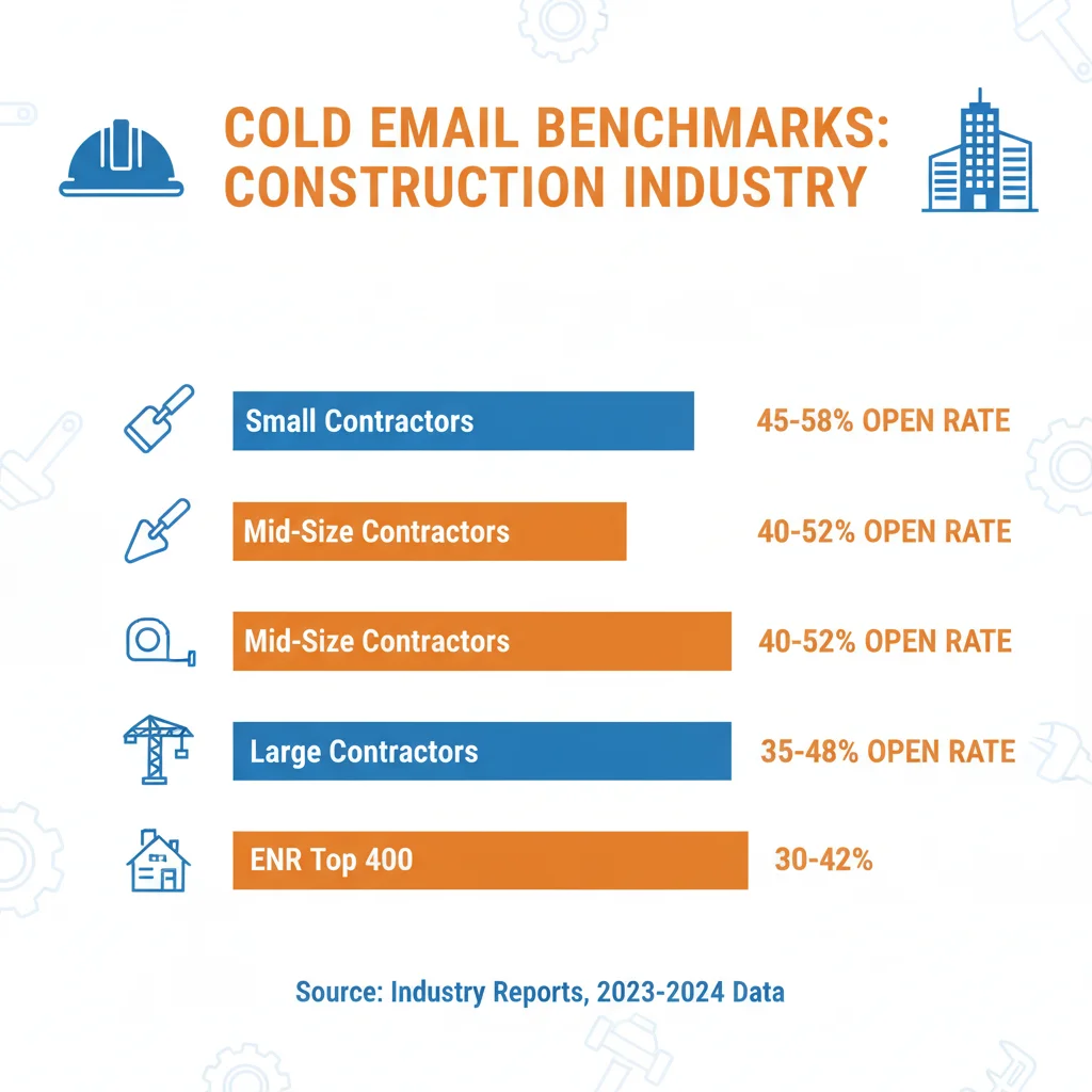 Construction cold email performance benchmarks by company type