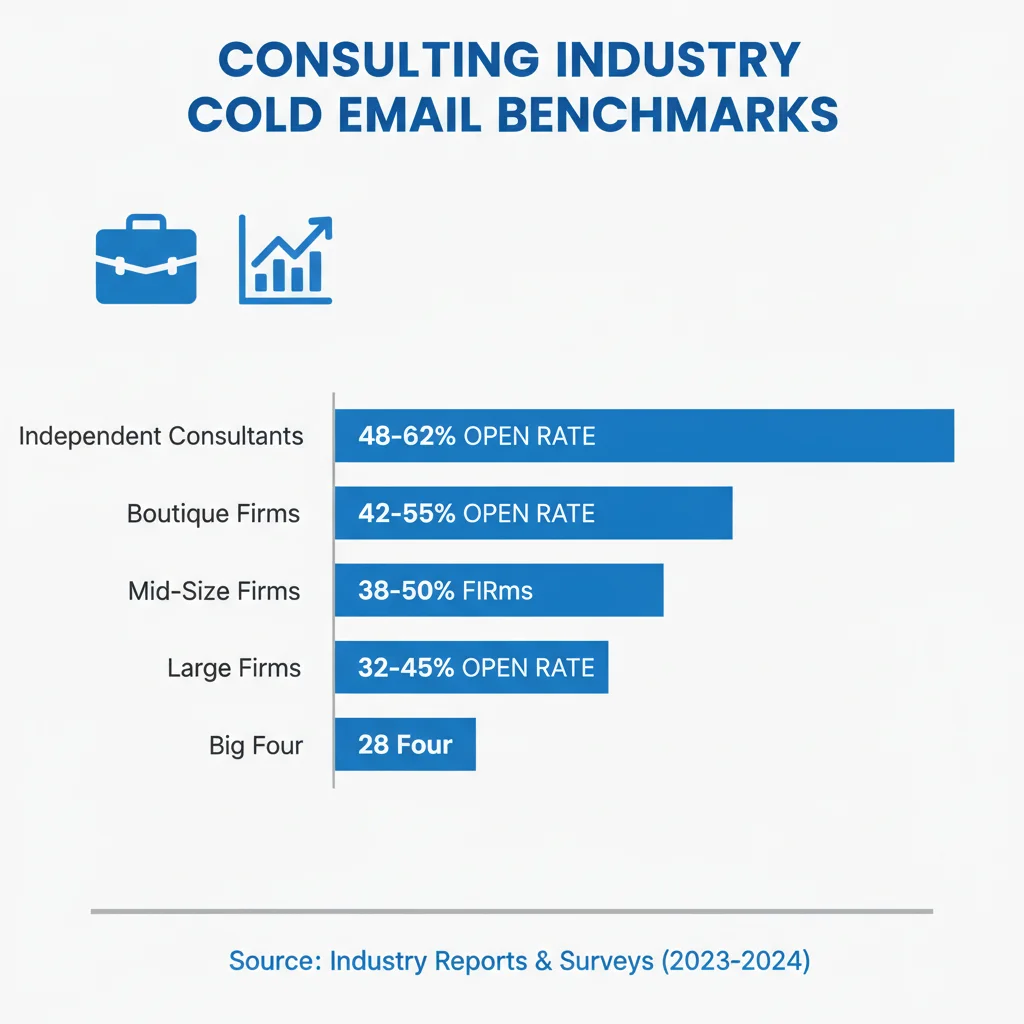 Consulting cold email performance benchmarks by firm type