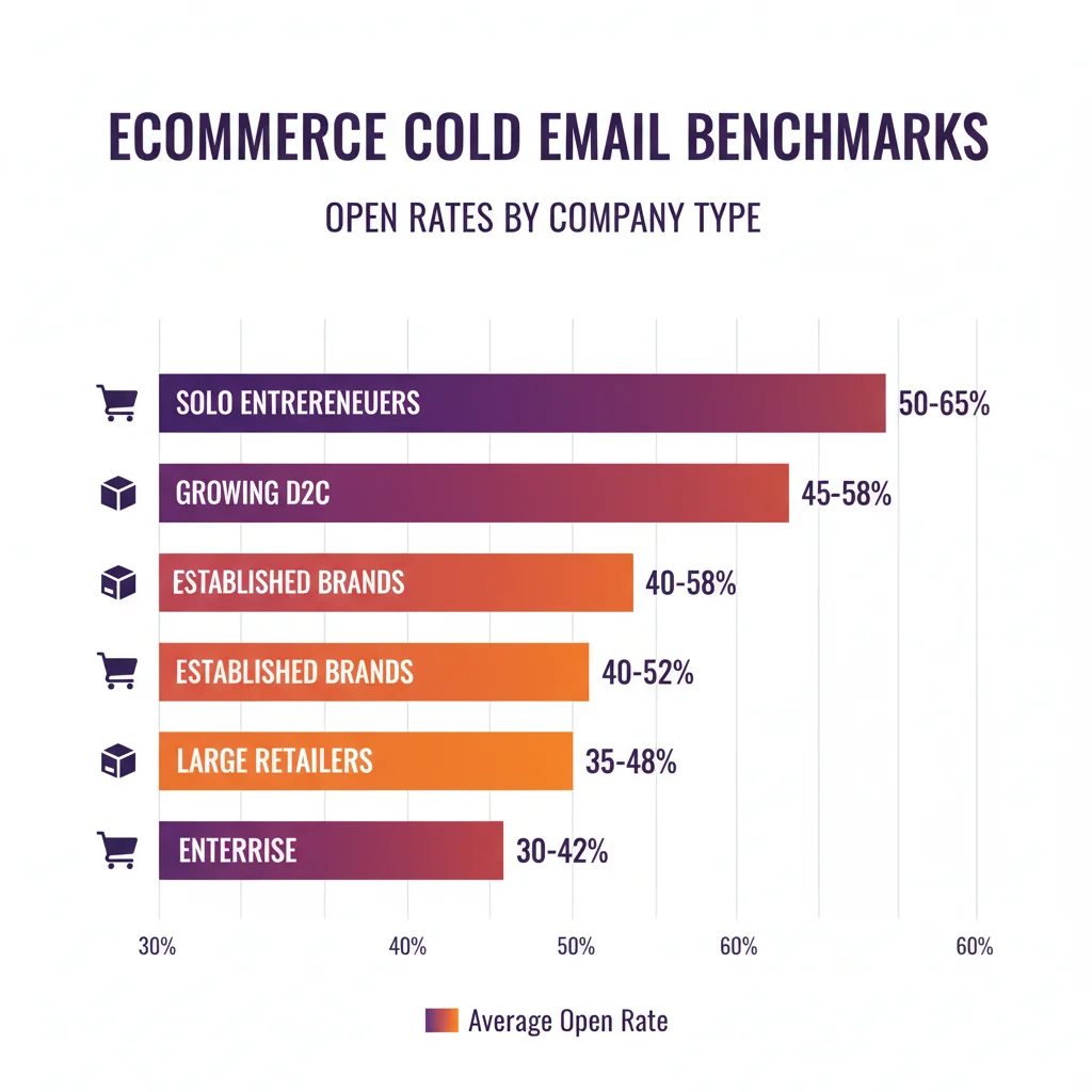 Ecommerce cold email performance benchmarks by company type