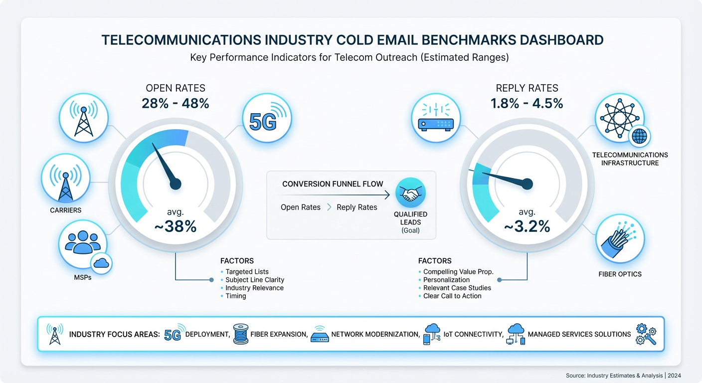 Telecom cold email performance benchmarks